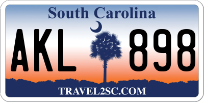 SC license plate AKL898