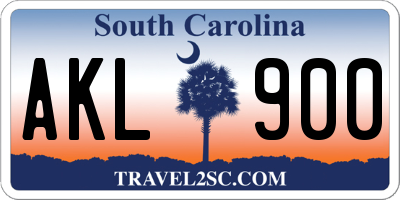 SC license plate AKL900
