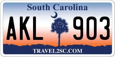SC license plate AKL903