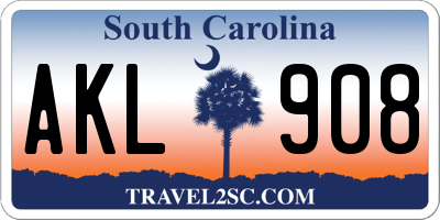 SC license plate AKL908