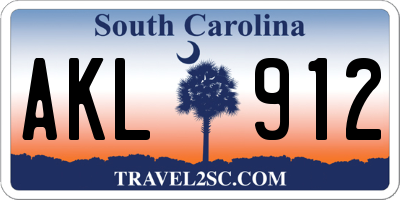 SC license plate AKL912