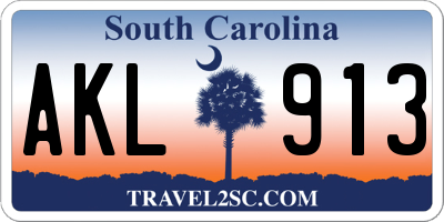 SC license plate AKL913