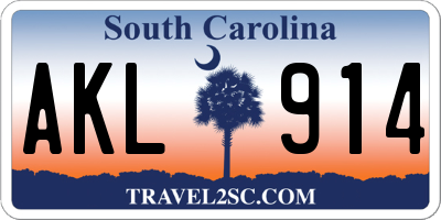 SC license plate AKL914