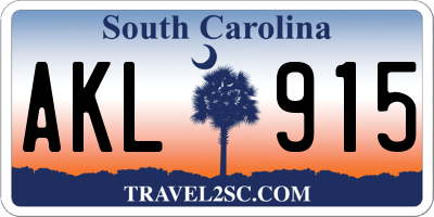 SC license plate AKL915