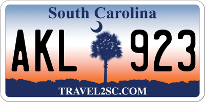SC license plate AKL923