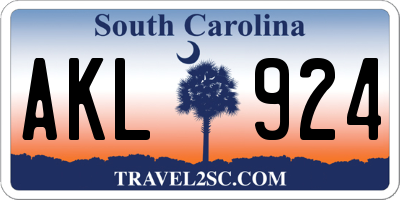 SC license plate AKL924