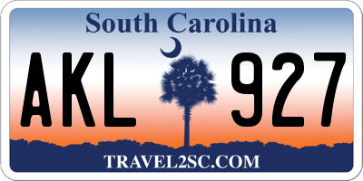 SC license plate AKL927