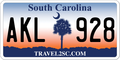 SC license plate AKL928