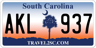 SC license plate AKL937
