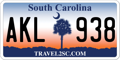 SC license plate AKL938