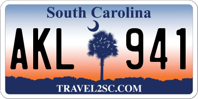 SC license plate AKL941