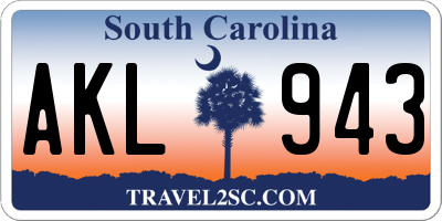 SC license plate AKL943