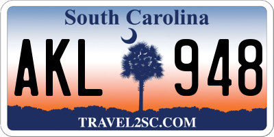 SC license plate AKL948