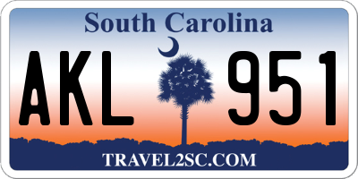 SC license plate AKL951