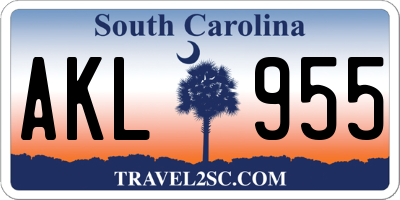 SC license plate AKL955