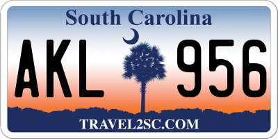 SC license plate AKL956