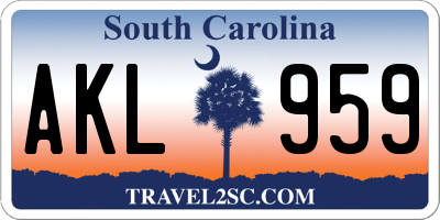 SC license plate AKL959