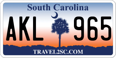 SC license plate AKL965