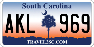 SC license plate AKL969
