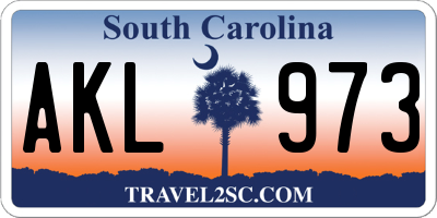 SC license plate AKL973