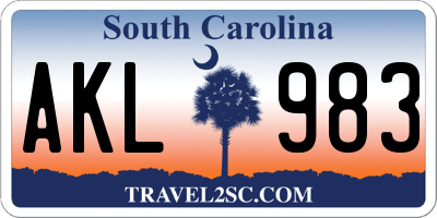 SC license plate AKL983