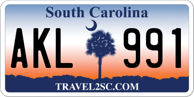 SC license plate AKL991