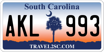 SC license plate AKL993