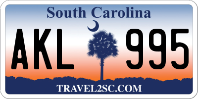 SC license plate AKL995