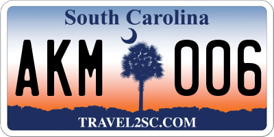 SC license plate AKM006