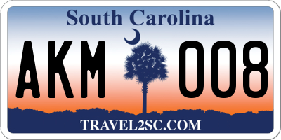 SC license plate AKM008