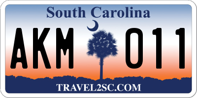 SC license plate AKM011