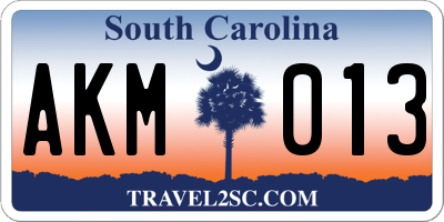 SC license plate AKM013
