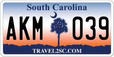 SC license plate AKM039