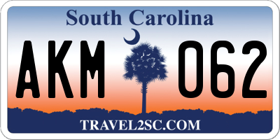 SC license plate AKM062