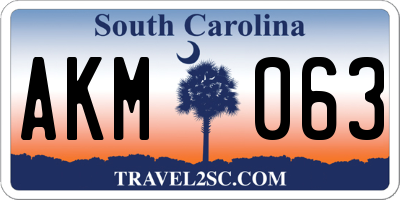 SC license plate AKM063
