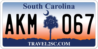 SC license plate AKM067