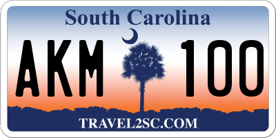 SC license plate AKM100