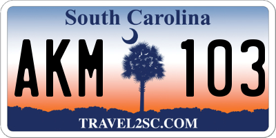 SC license plate AKM103