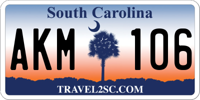 SC license plate AKM106