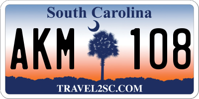 SC license plate AKM108