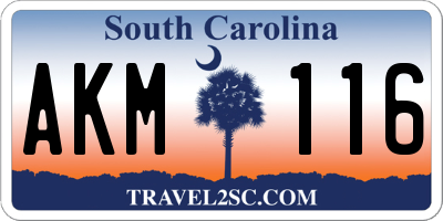 SC license plate AKM116