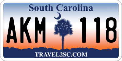 SC license plate AKM118