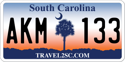 SC license plate AKM133