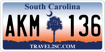 SC license plate AKM136
