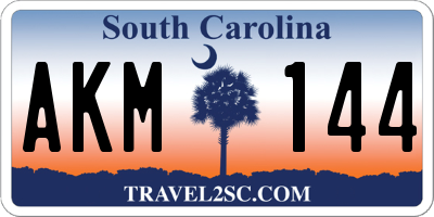 SC license plate AKM144