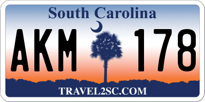 SC license plate AKM178