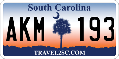 SC license plate AKM193