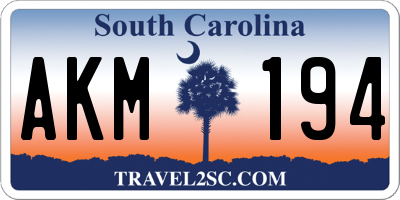 SC license plate AKM194