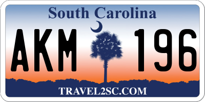 SC license plate AKM196
