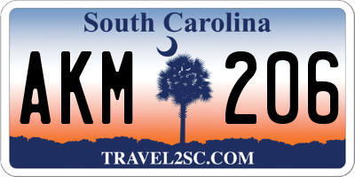 SC license plate AKM206